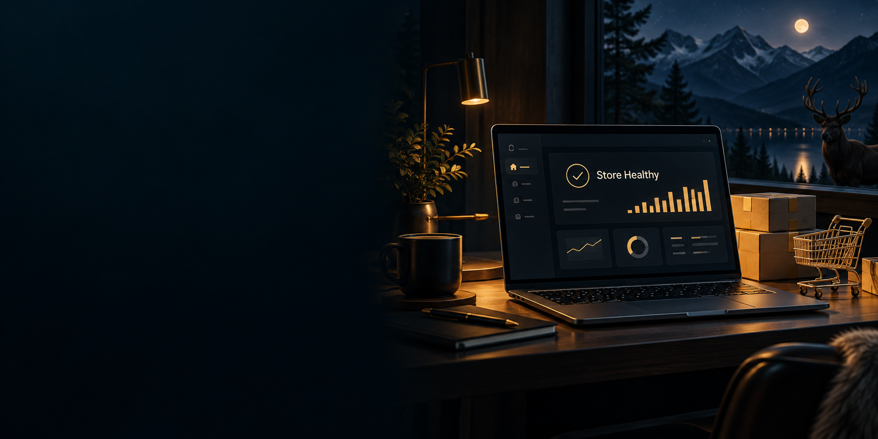 A WooCommerce support dashboard in a mountain workspace.
